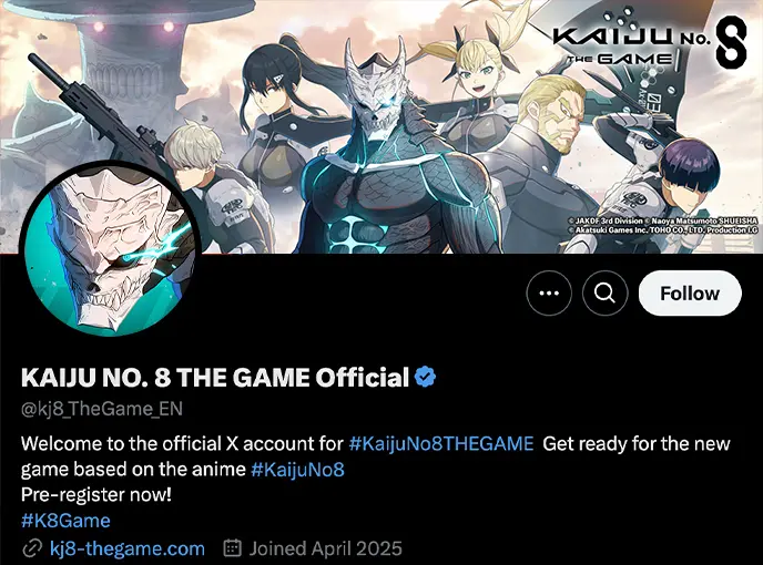 KAIJU NO. 8 THE GAME Official X account Image